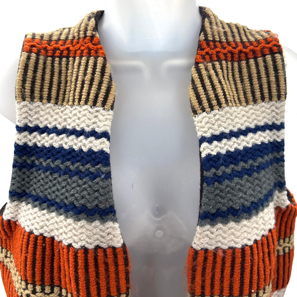 Vintage Glentex Knit Vest Size‎ L Made in Japan Boho Stripe Fringe Western Style - Picture 3 of 10